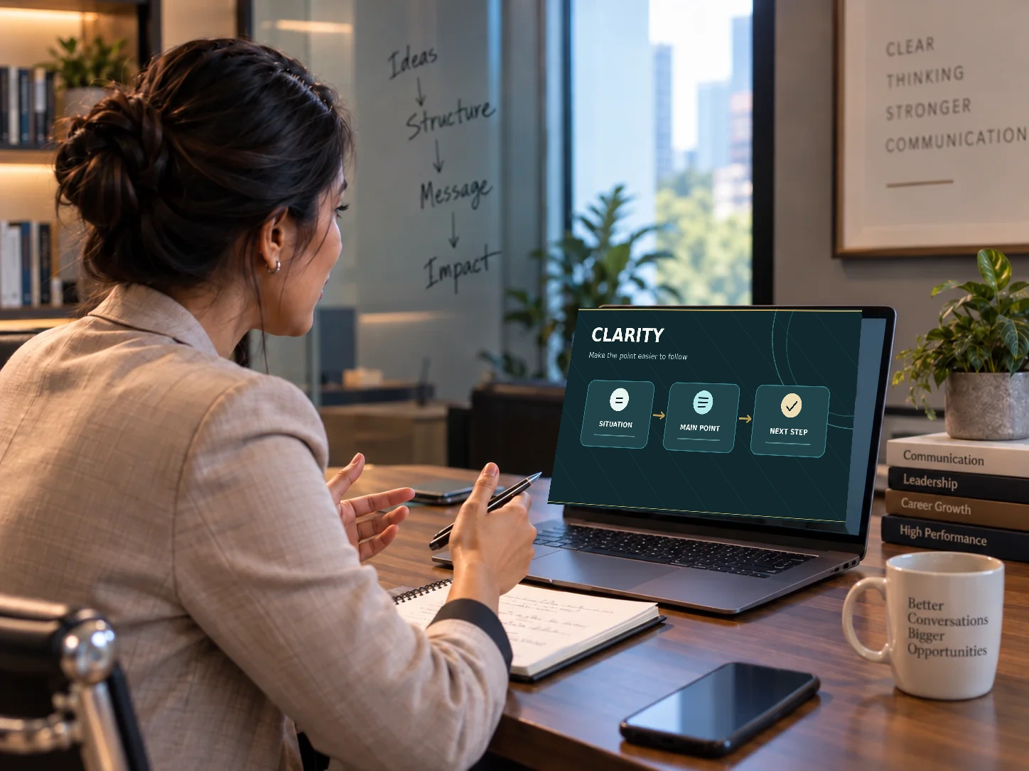 Professional communicating clearly in a work setting